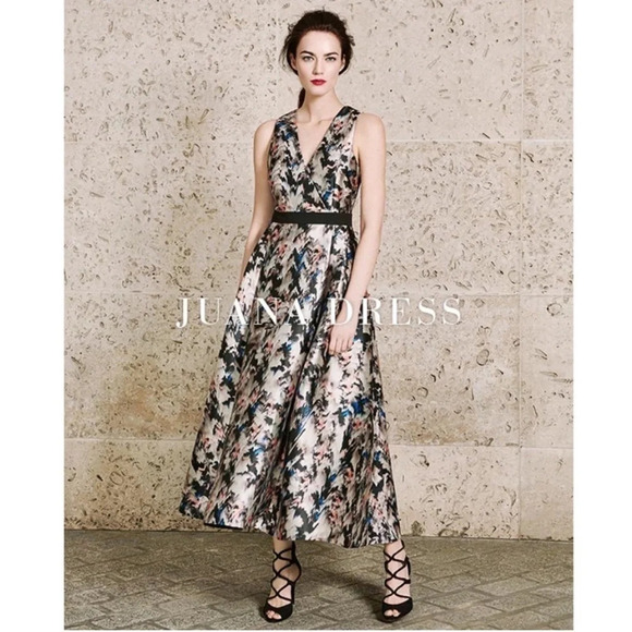 L.K. Bennett Juana Sleeveless Abstract Print Full Skirt Gown 2 Pockets - Picture 1 of 12